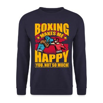 Boxen macht mich glücklich du nicht so sehr - Unisex Pullover - Navy - Vorne - Alina (178cm) & Michal (187cm)