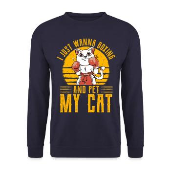 Je veux juste boxer et caresser mon chat - Sweat-shirt Unisexe - marine - Devant - Alina (178cm) & Michal (187cm)