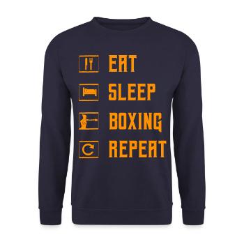 Essen Schlafen Boxen Wiederholen - Unisex Pullover - Navy - Vorne - Alina (178cm) & Michal (187cm)