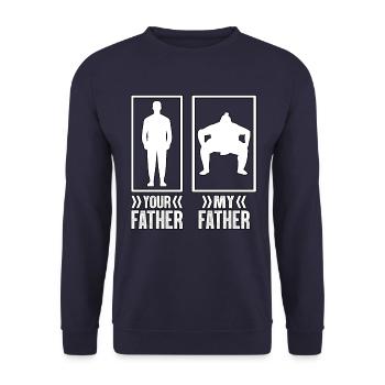 Ton Père Mon Père Sumo - Sweat-shirt Unisexe - marine - Devant - Alina (178cm) & Michal (187cm)