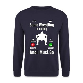 La lutte de sumo m’appelle et je dois y aller - Sweat-shirt Unisexe - marine - Devant - Alina (178cm) & Michal (187cm)