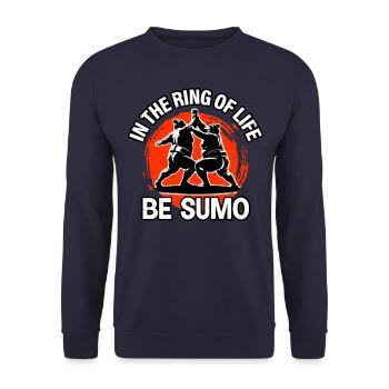 In the Ring of Life be Sumo - Unisex Sweatshirt - navy - Front - Alina (178cm) & Michal (187cm)