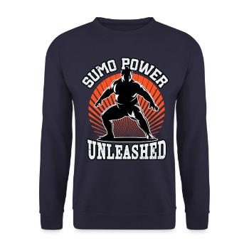 Sumo Power unleashed - Unisex Sweatshirt - navy - Front - Alina (178cm) & Michal (187cm)