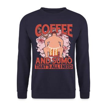 Coffee and Sumo that's all I need - Unisex Sweatshirt - navy - Front - Alina (178cm) & Michal (187cm)