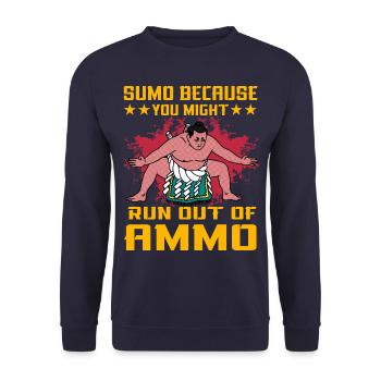 Sumo, weil Ihnen die Munition ausgehen könnte - Unisex Pullover - Navy - Vorne - Alina (178cm) & Michal (187cm)