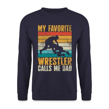 Mon lutteur préféré m’appelle papa - Sweat-shirt Unisexe - marine - Devant - Alina (178cm) & Michal (187cm)