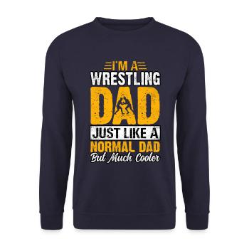Ich bin ein Wrestling-Vater, genau wie ein normaler Vater - Unisex Pullover - Navy - Vorne - Alina (178cm) & Michal (187cm)