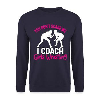 Du machst mir keine Angst, ich trainiere Girls Wrestling - Unisex Pullover - Navy - Vorne - Alina (178cm) & Michal (187cm)