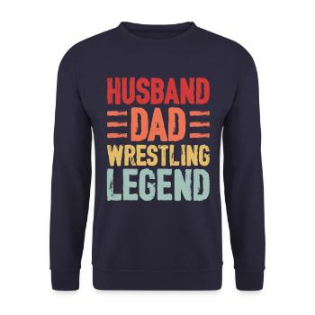 Ehemann, Vater, Wrestling-Legende - Unisex Pullover - Navy - Vorne - Alina (178cm) & Michal (187cm)