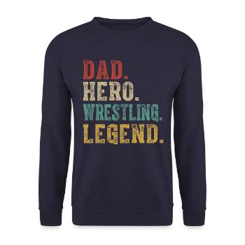 Papa Héros Lutteur Légende - Sweat-shirt Unisexe - marine - Devant - Alina (178cm) & Michal (187cm)