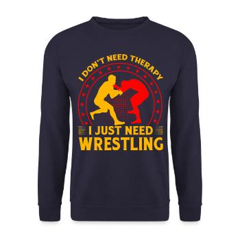 Ich brauche keine Therapie, ich brauche nur Wrestling - Unisex Pullover - Navy - Vorne - Alina (178cm) & Michal (187cm)