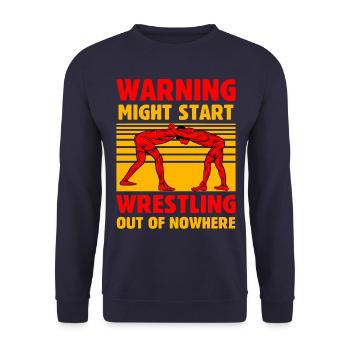 Avertissement : Peut commencer à lutter de nulle part - Sweat-shirt Unisexe - marine - Devant - Alina (178cm) & Michal (187cm)