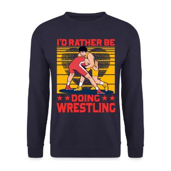 Ich würde lieber Wrestling machen - Unisex Pullover - Navy - Vorne - Alina (178cm) & Michal (187cm)