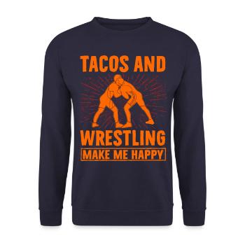 Les tacos et la lutte me rendent heureux - Sweat-shirt Unisexe - marine - Devant - Alina (178cm) & Michal (187cm)