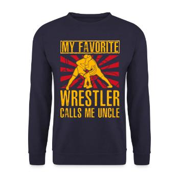 Mon lutteur préféré m’appelle mon oncle - Sweat-shirt Unisexe - marine - Devant - Alina (178cm) & Michal (187cm)
