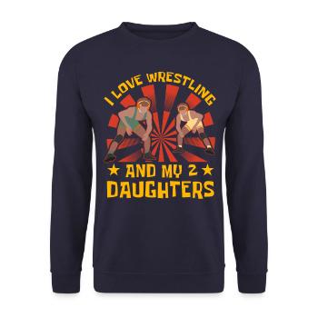 J’adore la lutte et mes 2 filles - Sweat-shirt Unisexe - marine - Devant - Alina (178cm) & Michal (187cm)
