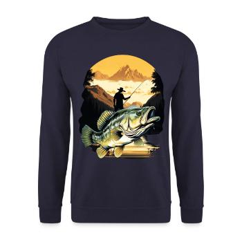 Bass Fish - Unisex Sweatshirt - navy - Front - Alina (178cm) & Michal (187cm)