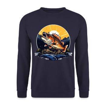 Bass Fish - Unisex Sweatshirt - navy - Front - Alina (178cm) & Michal (187cm)