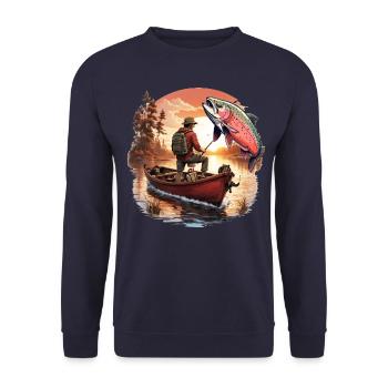 Bass Fish - Unisex Sweatshirt - navy - Front - Alina (178cm) & Michal (187cm)
