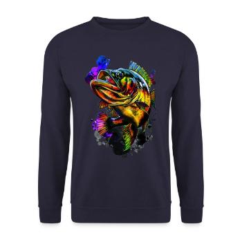 Bass Fish - Unisex Sweatshirt - navy - Front - Alina (178cm) & Michal (187cm)