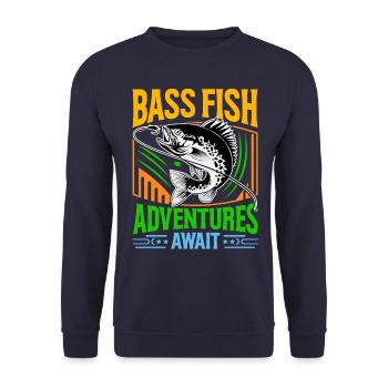 Es erwarten Sie Bassfisch-Abenteuer - Unisex Pullover - Navy - Vorne - Alina (178cm) & Michal (187cm)