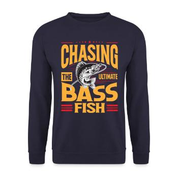 Auf der Jagd nach dem ultimativen Barschfisch - Unisex Pullover - Navy - Vorne - Alina (178cm) & Michal (187cm)