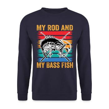 Meine Rute und mein Barschfisch - Unisex Pullover - Navy - Vorne - Alina (178cm) & Michal (187cm)