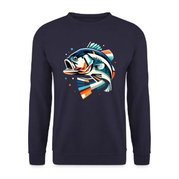 Bass Fish - Unisex Sweatshirt - navy - Front - Alina (178cm) & Michal (187cm)