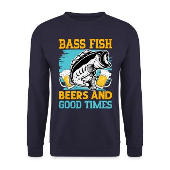 Barsch, Fisch, Bier und gute Zeiten - Unisex Pullover - Navy - Vorne - Alina (178cm) & Michal (187cm)