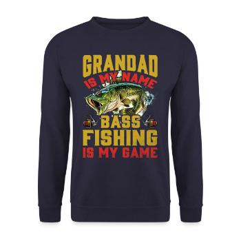 Grandad is my name bass fishing is my game - Unisex Sweatshirt - navy - Front - Alina (178cm) & Michal (187cm)