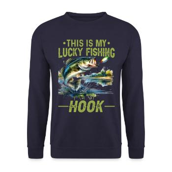 C’est mon hameçon de pêche porte-bonheur - Sweat-shirt Unisexe - marine - Devant - Alina (178cm) & Michal (187cm)