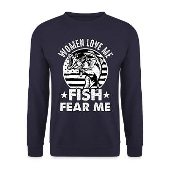Women love Me Fish fear me - Unisex Sweatshirt - navy - Front - Alina (178cm) & Michal (187cm)