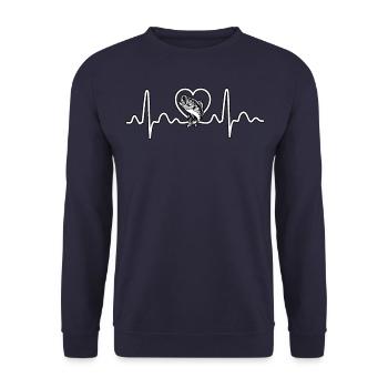 Barschfisch Herzschlag - Unisex Pullover - Navy - Vorne - Alina (178cm) & Michal (187cm)