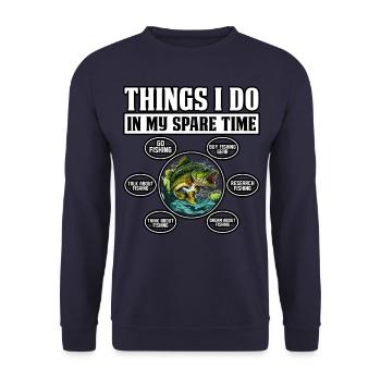 Dinge, die ich in meiner Freizeit mache: Bassfischen - Unisex Pullover - Navy - Vorne - Alina (178cm) & Michal (187cm)