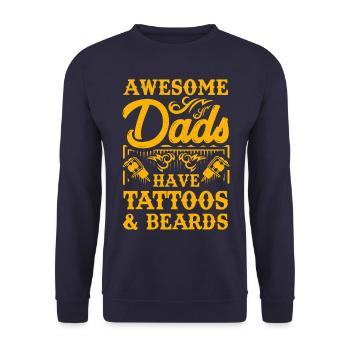 Awesome Dads have Tattoos and Beards - Unisex Sweatshirt - navy - Front - Alina (178cm) & Michal (187cm)