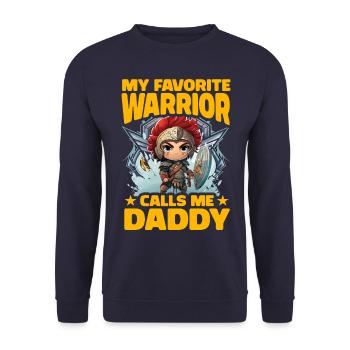 My favorite Warrior calls me Daddy - Unisex Sweatshirt - navy - Front - Alina (178cm) & Michal (187cm)