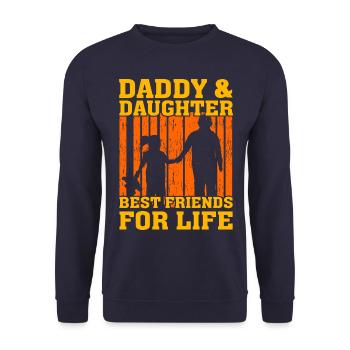 Papa und Tochter beste Freunde fürs Leben - Unisex Pullover - Navy - Vorne - Alina (178cm) & Michal (187cm)