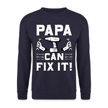 Papa kann es reparieren - Unisex Pullover - Navy - Vorne - Alina (178cm) & Michal (187cm)