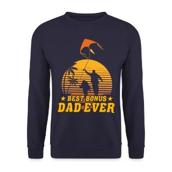 Bester Bonus-Papa aller Zeiten - Unisex Pullover - Navy - Vorne - Alina (178cm) & Michal (187cm)