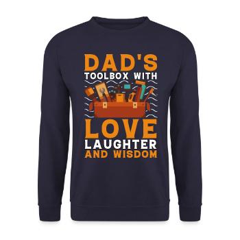 Papas Werkzeugkasten mit Liebe, Lachen und Weisheit - Unisex Pullover - Navy - Vorne - Alina (178cm) & Michal (187cm)