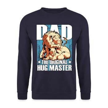 Papa, der ursprüngliche Umarmungsmeister - Unisex Pullover - Navy - Vorne - Alina (178cm) & Michal (187cm)