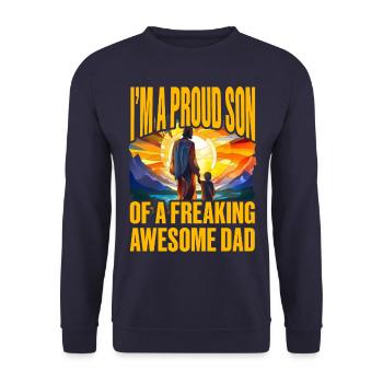 Ich bin ein stolzer Sohn eines verdammt tollen Vaters - Unisex Pullover - Navy - Vorne - Alina (178cm) & Michal (187cm)