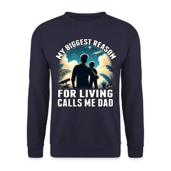 My Biggest Reason for Living nennt mich Papa - Unisex Pullover - Navy - Vorne - Alina (178cm) & Michal (187cm)