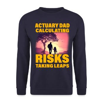 Aktuar Papa Risiken berechnen und Sprünge machen - Unisex Pullover - Navy - Vorne - Alina (178cm) & Michal (187cm)