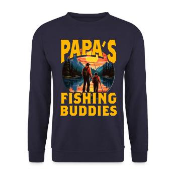 Papa's Fishing Buddies - Unisex Sweatshirt - navy - Front - Alina (178cm) & Michal (187cm)