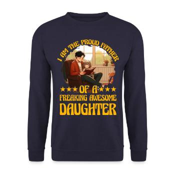 Ich bin der stolze Vater einer verdammt tollen Tochter - Unisex Pullover - Navy - Vorne - Alina (178cm) & Michal (187cm)