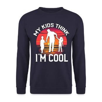 Meine Kinder finden mich cool - Unisex Pullover - Navy - Vorne - Alina (178cm) & Michal (187cm)