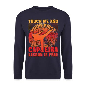 Berühre mich und deine erste Capoeira-Lektion ist kostenlos - Unisex Pullover - Navy - Vorne - Alina (178cm) & Michal (187cm)