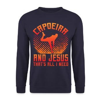 Capoeira und Jesus, das ist alles, was ich brauche - Unisex Pullover - Navy - Vorne - Alina (178cm) & Michal (187cm)