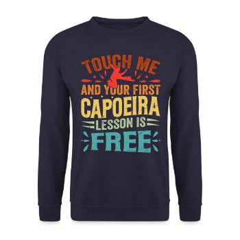 Berühre mich und deine erste Capoeira-Lektion ist kostenlos - Unisex Pullover - Navy - Vorne - Alina (178cm) & Michal (187cm)